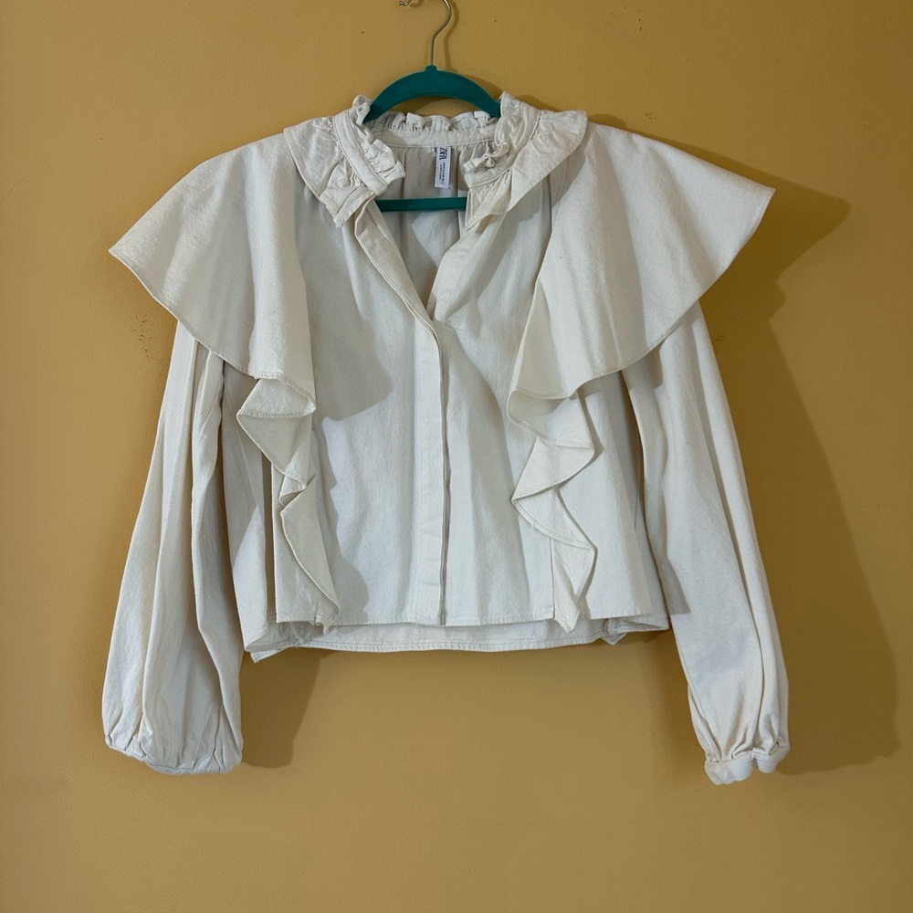 Zara Cream Ruffled Blouse